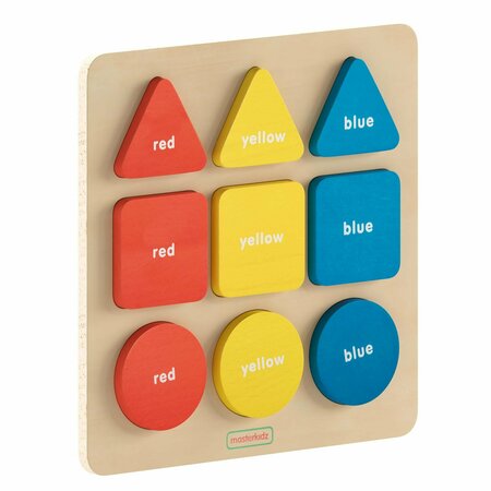 FLASH FURNITURE Bright Beginnings Commercial Birch Plywood STEM Basic Shapes & Colors Puzzle Board, Natural/Multi MK-MK00590-GG